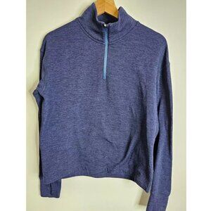 Outdoor Voices Quarter Zip Pullover Shirt Top Blue Thumbholes Women's Size Small